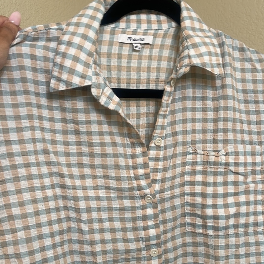 Madewell Seersucker Gingham Checkered Daily Shirt (S)